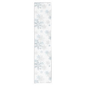 Chemin De Table Court Blue Silver Grey Snowflake hiver Wonderland (Devant)