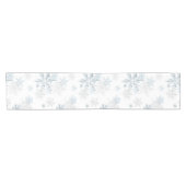 Chemin De Table Court Blue Silver Grey Snowflake hiver Wonderland (Horizontal)