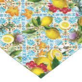 Chemin De Table Court Blue tiles lemon Mediterranean (Coin)