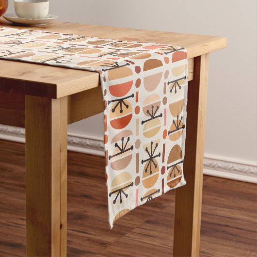 Chemin De Table Court Boho Retro Bowls Lignes Tons Terre (In Situ)