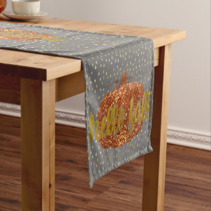 Chemin De Table Court Bonjour Parties scintillant d'automne Citrouille +