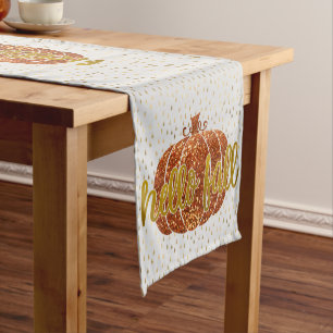 Chemin De Table Court Bonjour Parties scintillant d'automne Citrouille +