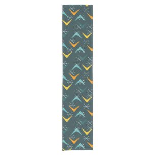 Chemin De Table Court Boomerangs du milieu du siècle Starburs Turquoise