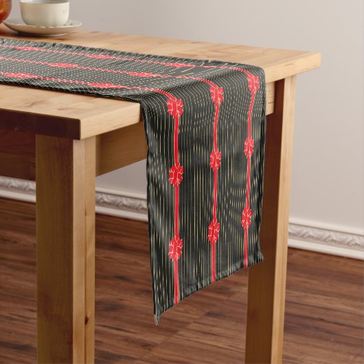 Chemin De Table Court Bow noir et rouge (In Situ)