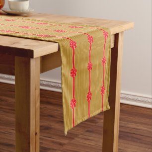 Chemin De Table Court Bow or et rouge