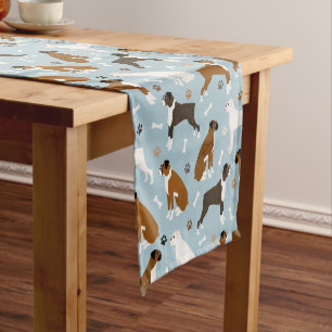 Chemin De Table Court Boxer Chien Bones et Pailles Courte Table Runner