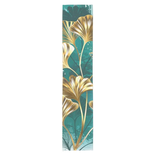 Chemin De Table Court Branche avec Feuilles d'or Ginko Biloba (Devant)