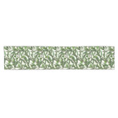 Chemin De Table Court Branches d'olive sur blanc (Horizontal)