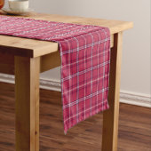Chemin De Table Court Brick Red and Soft Peach Plaid (In Situ)