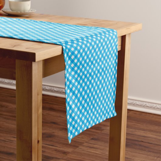 Chemin De Table Court Bright Blue Gingham Pattern (In Situ)