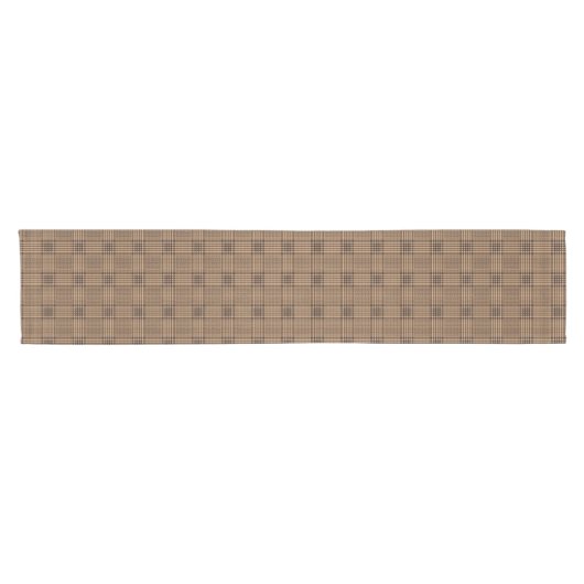 Chemin De Table Court Brown Houndstooth Scottish Check Plaid Motif (Horizontal)