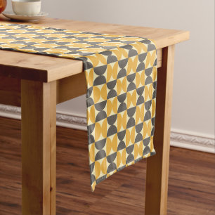 Chemin De Table Court Brun de la moitié du siècle et motif modernes d'