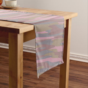 Chemin De Table Court Brun rosé, rose délavé, camouflage brume de montag