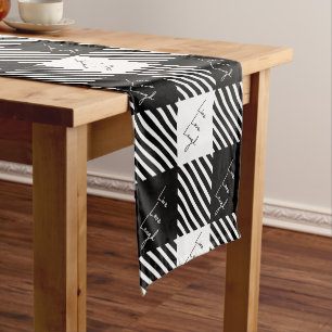 Chemin De Table Court Buffle noir blanc Plaid Live Love Lauder