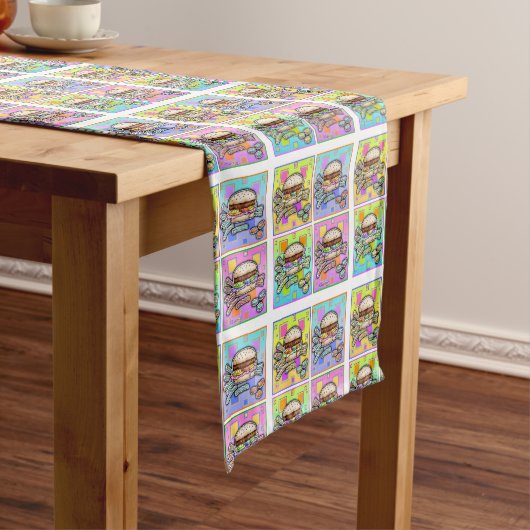 Chemin De Table Court BURGER POP ART (Hamburger) (In Situ)