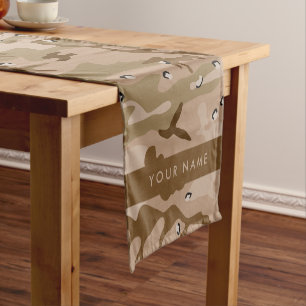 Chemin De Table Court Cailloux du Camouflage du désert, Votre nom, Perso
