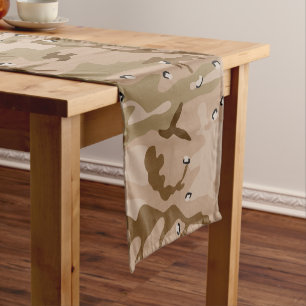 Chemin De Table Court Camouflage Désert Avec Galets, Militaire, Armée