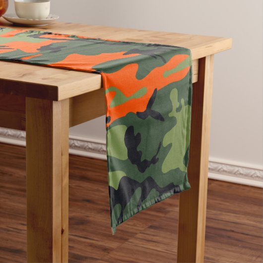 Chemin De Table Court Camouflage orange et vert, Militaire, Armée (In Situ)