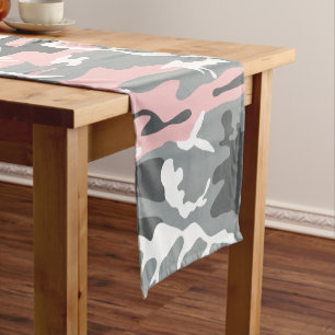 Chemin De Table Court Camouflage rose et gris, Militaire, Armée