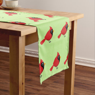 Chemin De Table Court Cardinal Rouge Cardinal Cardinal aux Fleurs