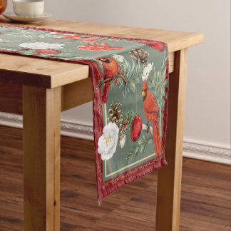 CHEMIN DE TABLE COURT CARDINALS AT CHRISTMAS