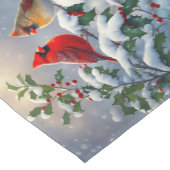 Chemin De Table Court Cardinaux rouges et Holly en neige (Coin)