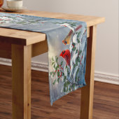 Chemin De Table Court Cardinaux rouges et Holly en neige (In Situ)