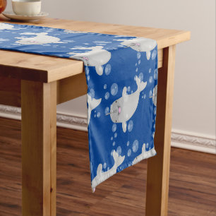 Chemin De Table Court Caricature de bulles de narval joyeux
