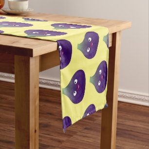 Chemin De Table Court Caricature de fruits mauve joyeux aux figues