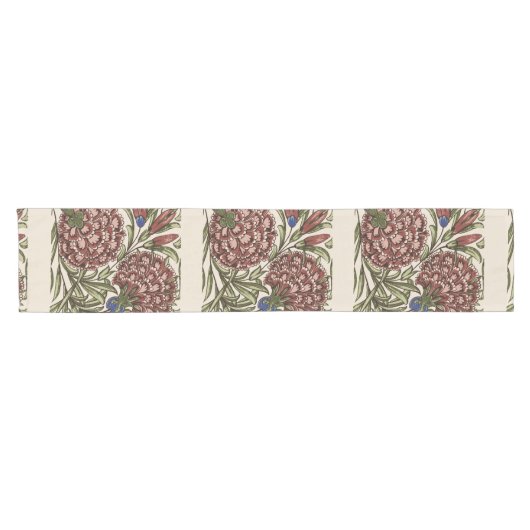 Chemin De Table Court Carnation Carrelage Fleur Antique Art Rustique (Horizontal)