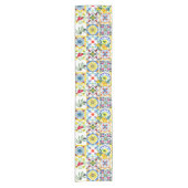 Chemin De Table Court Carreaux méditerranéens, olives, piments, citrons  (Devant)