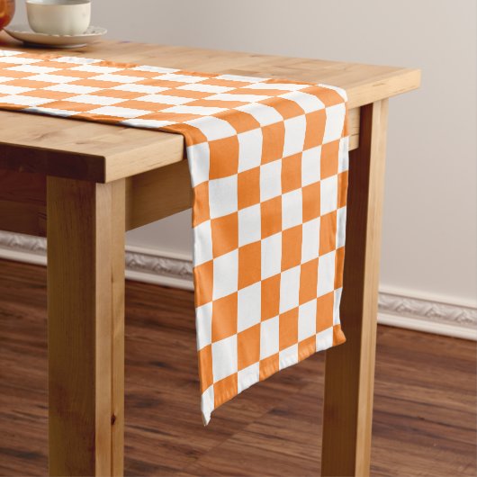 Chemin De Table Court carrelage motif blanc orange mignon (In Situ)