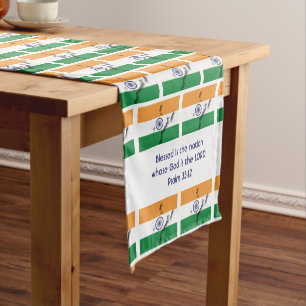 Chemin De Table Court Carte du drapeau de l'INDE Écriture Customisée