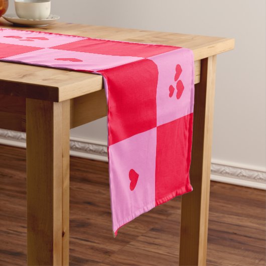 Chemin De Table Court Cartes Grille rose et rouge (In Situ)