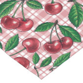 Chemin De Table Court Cerises rouges sur en vichy rose (Coin)