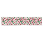 Chemin De Table Court Cerises rouges sur en vichy rose (Horizontal)