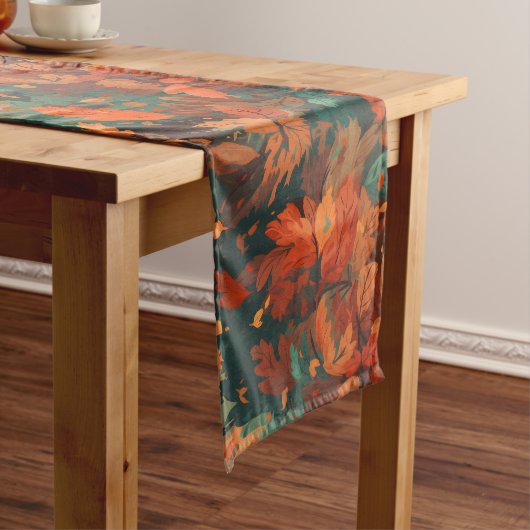 Chemin De Table Court Chaleureux Feuilles rustiques d'aquarelle - Boho e (In Situ)