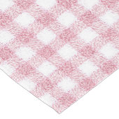 Chemin De Table Court Charme Gingham Rose et Blanc Velouté (Coin)