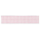 Chemin De Table Court Charme Gingham Rose et Blanc Velouté (Horizontal)