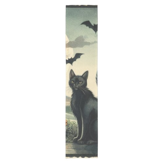 Chemin De Table Court chat d'Halloween/d'automne (Devant)