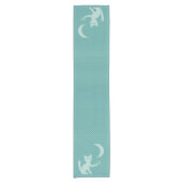 Chemin De Table Court Chat Jouer avec Lune et Star Short Turquoise (Devant)