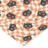 Chemin De Table Court Chat noir rétro Motif chèque orange (Coin)