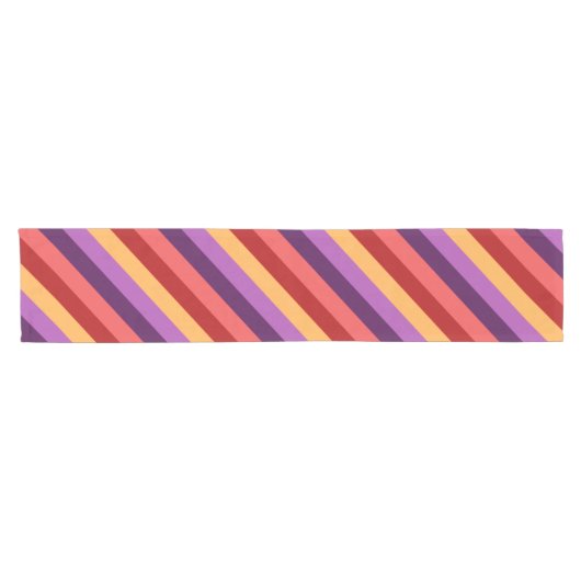 Chemin De Table Court Cherry Red Violet Stripes Petite Table Runer (Horizontal)