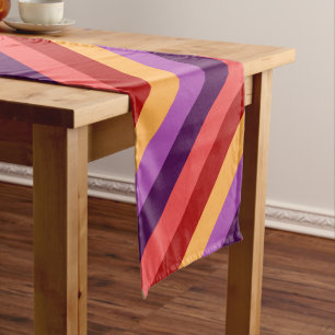 Chemin De Table Court Cherry Red Violet Stripes Petite Table Runer