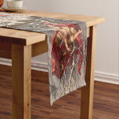 Chemin De Table Court CHERUBE À FEU SUR ARBRE D'HIVER AVEC OISEAUX Noël (In Situ)