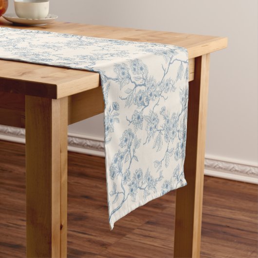Chemin De Table Court Chery blossom branches in blue and off white (In Situ)