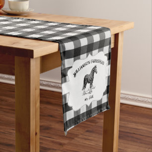 Chemin De Table Court Cheval de la ferme de Plaid Buffalo noir