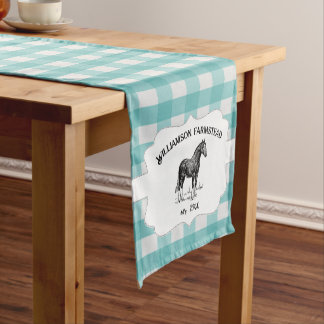 Chemin De Table Court Cheval turquoise de la ferme de Buffalo Plaid