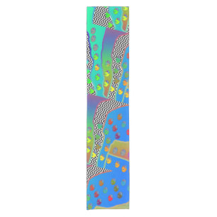 Chemin De Table Court Chevron Geo Vert Bleu