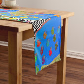 Chemin De Table Court Chevron Geo Vert Bleu (In Situ)